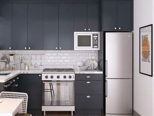 Small L-Shaped Navy Blue Kitchen Cabinet OP18-L04