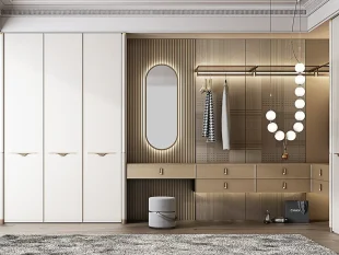 Contemporary Cream White and Yellow Hinged Wardrobe Closet