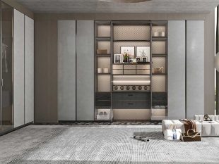 Custom Handleless Hinged Grey Wardrobe - THOR