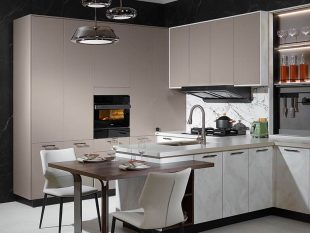Beige Kitchen Cabinet with Glass Door For Sale - CAMON